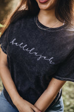 Load image into Gallery viewer, Hallelujah Acid Wash Embroidered Tee
