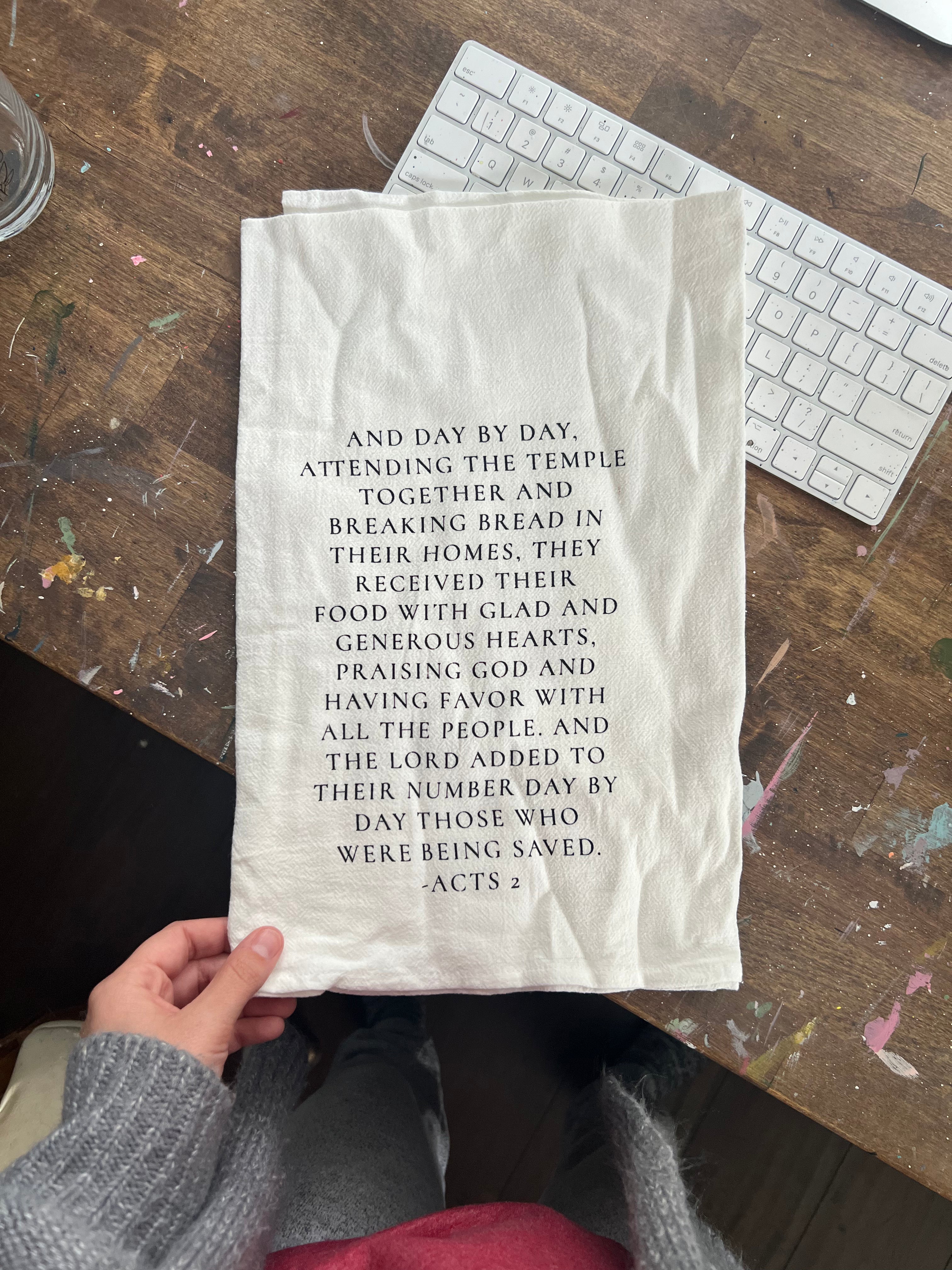 Acts 2 tea towel IMPERFECTIONS SALE